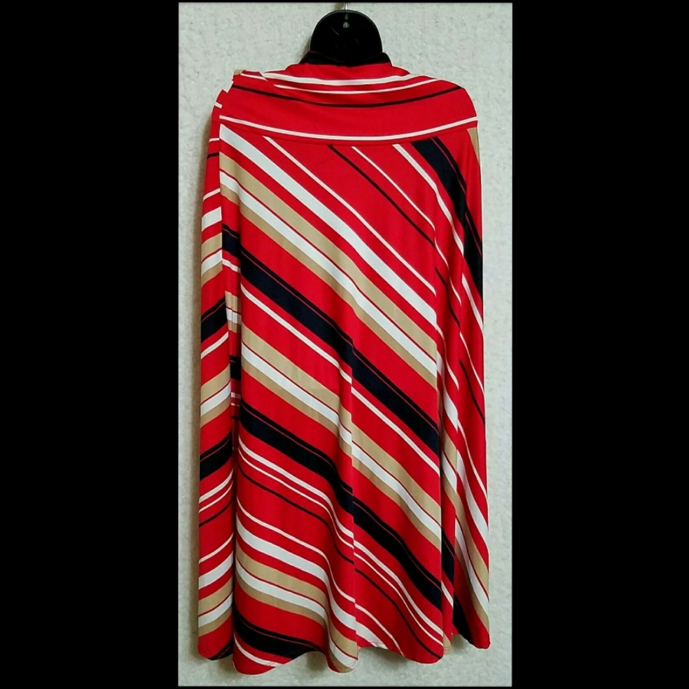 Spense Stripe Mock Neck Poncho Cape Tunic Top Sz M - Picture 7 of 13